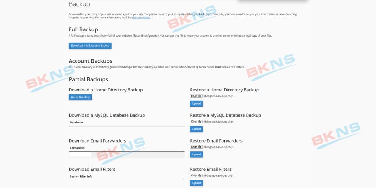 Tính năng backup
