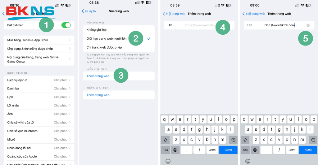 Chủ động thêm các địa chỉ URL vào danh sách "Không bao giờ cho phép" để chặn tuyệt đối các trang web nhất định