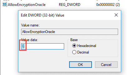 Khắc phục lỗi this could be due to credssp encryption oracle remediation 2