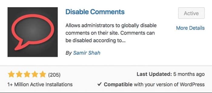 Tắt bình luận trong wordpress với plugin với Disable Comments