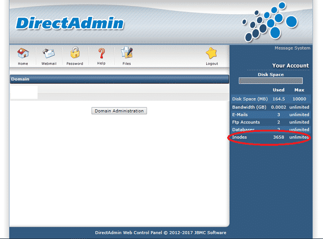 Trên hosting sử dụng Control panel Direct Admin