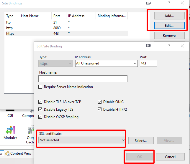 cài đặt SSL trên IIS/windows sử dụng PFX