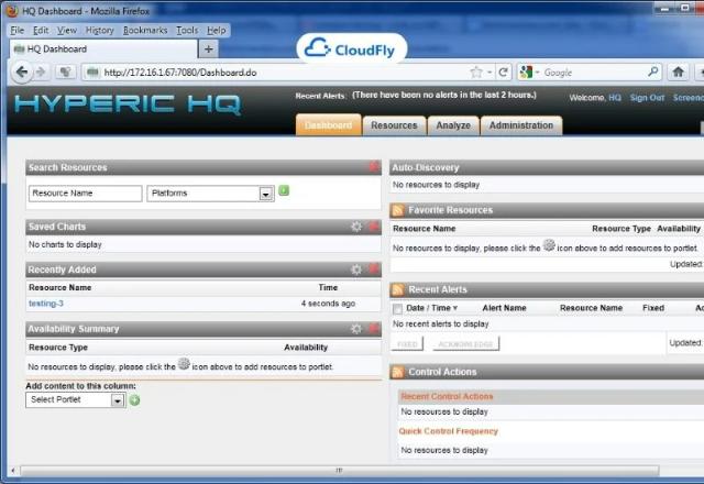 Giao diện dashboard của Hyperic HQ
