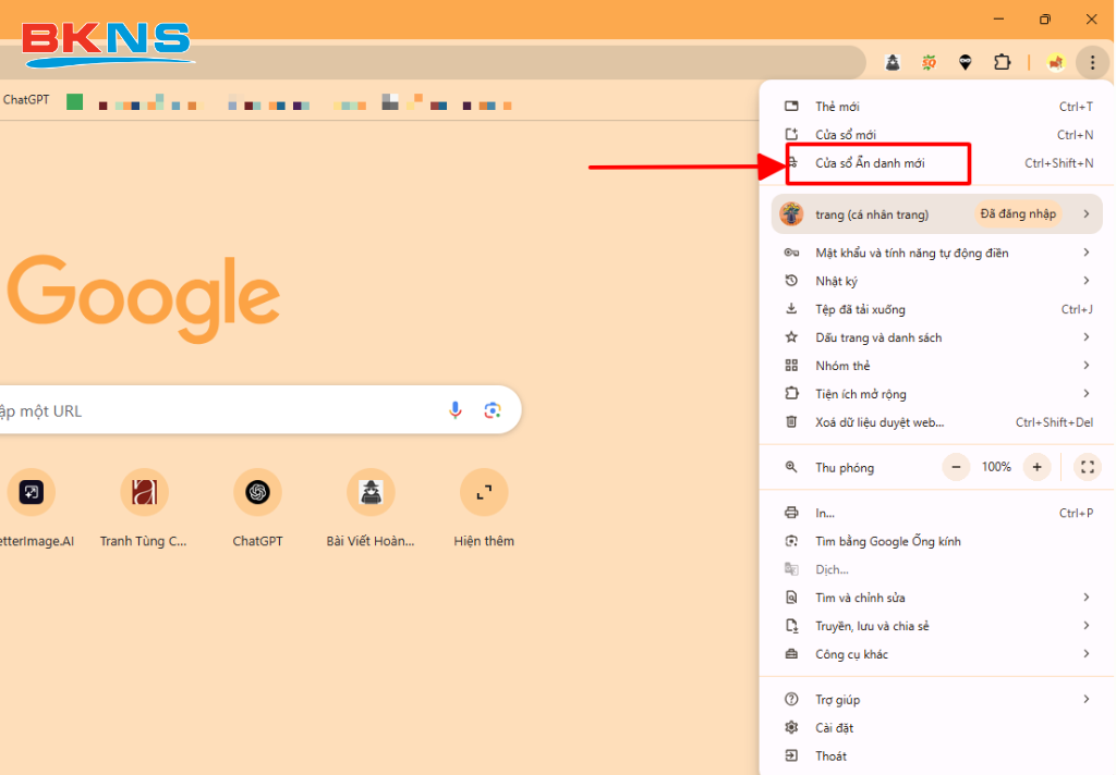 Mở cửa sổ ẩn danh để tạo email không cần số điện thoại